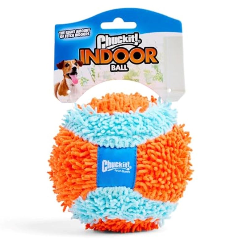 Chuckit! Indoor Fetch Ball Dog Toy for Dogs - Interactive Dog Toys for Boredom, 4.75 Inch, Orange and Blue - Image 1